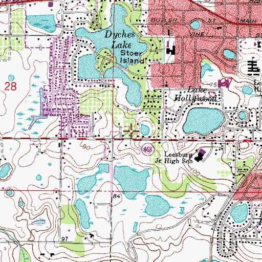 Topographic Map of South Leesburg Church of God, FL