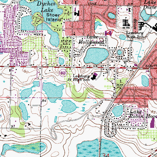 Topographic Map of Leesburg Elementary School, FL