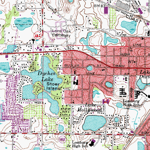 Topographic Map of First Presbyterian Church, FL