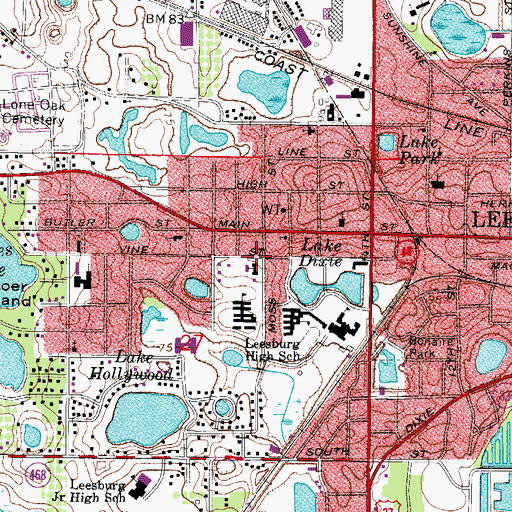 Topographic Map of First Christian Church, FL