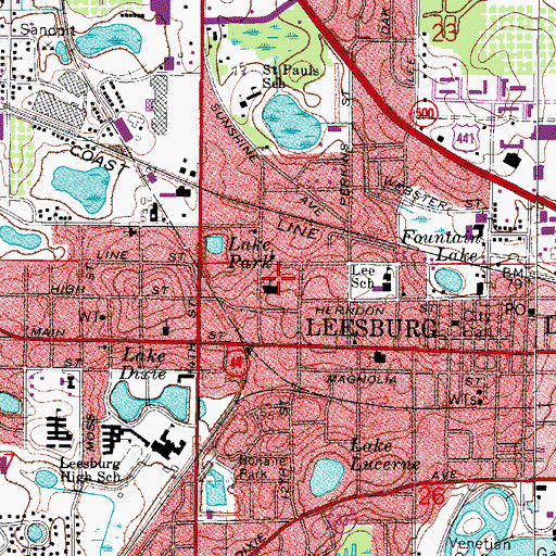 Topographic Map of First Baptist Church, FL