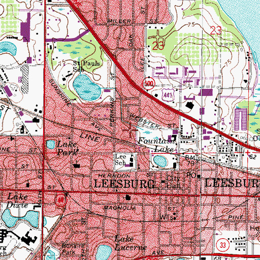 Topographic Map of Lake Montessori School, FL