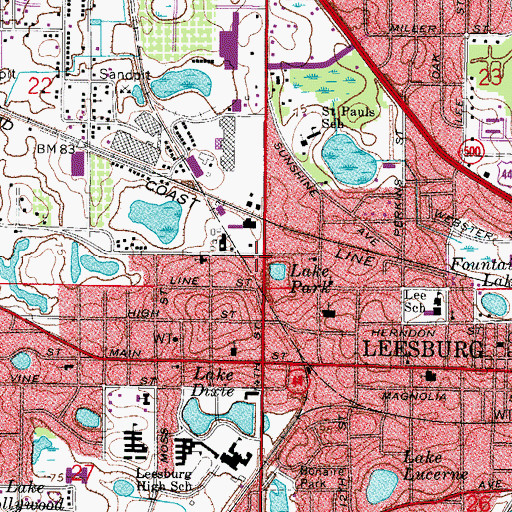 Topographic Map of Progress Energy Leesburg Central Substation, FL