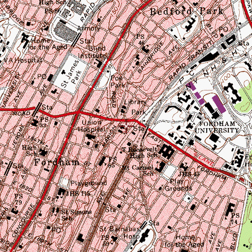 Topographic Map of Our Lady of Mercy Roman Catholic School, NY
