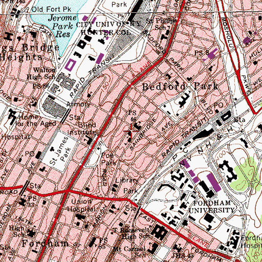 Topographic Map of Our Lady of Refuge School, NY