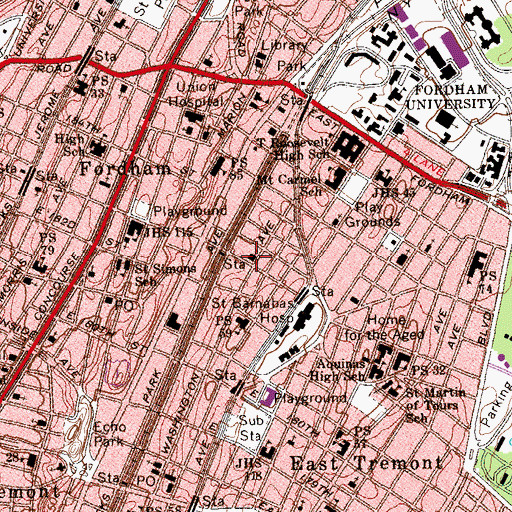 Topographic Map of Our Saviour Roman Catholic School, NY