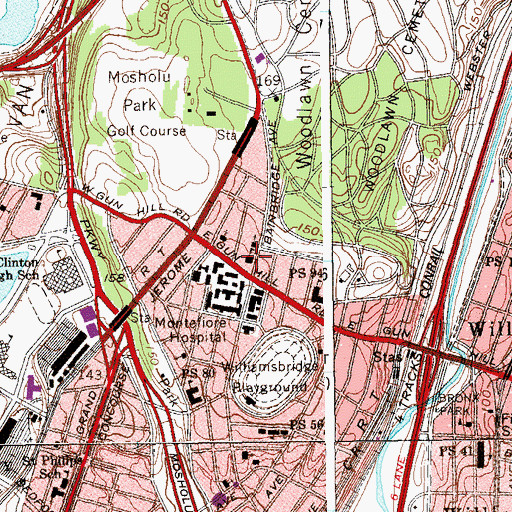 Topographic Map of School of Saint Ann In the Bronx, NY