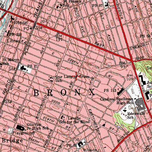 Topographic Map of Bronx Bethany Church of the Nazarene, NY
