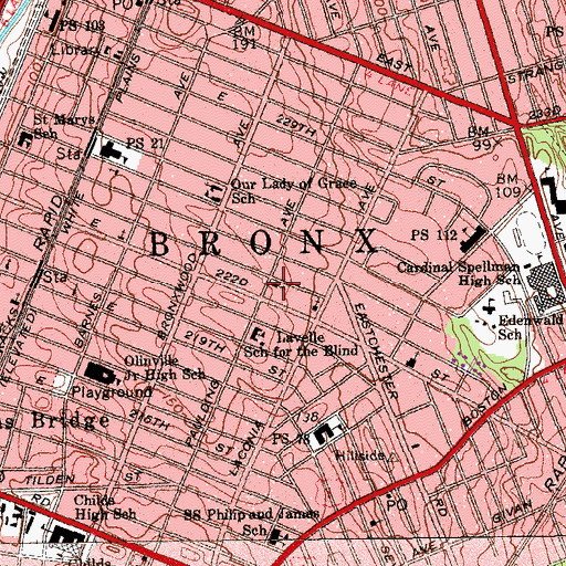 Topographic Map of Butler Memorial Methodist Church, NY