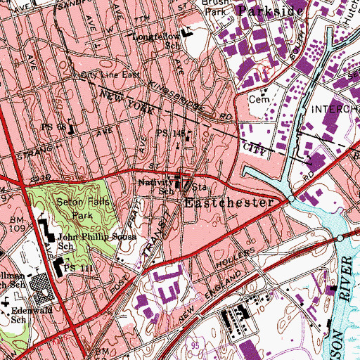Topographic Map of Nativity of Our Blessed Lady Church, NY