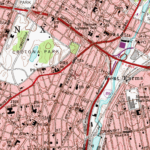 Topographic Map of Madison Square Boys Club, NY