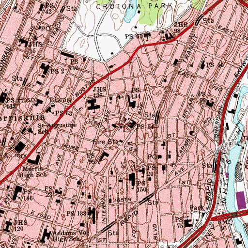 Topographic Map of Caldwell African Methodist Episcopal Zion Church, NY