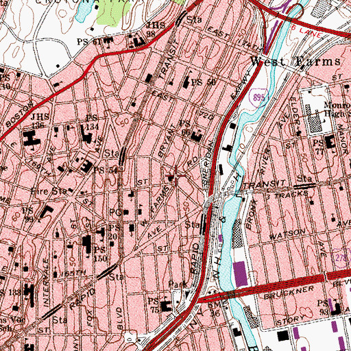 Topographic Map of Home Street Presbyterian Church, NY