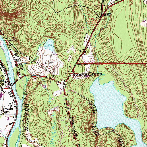 Topographic Map of Goose Green, CT