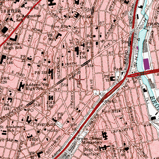 Topographic Map of Intermediate School 116, NY