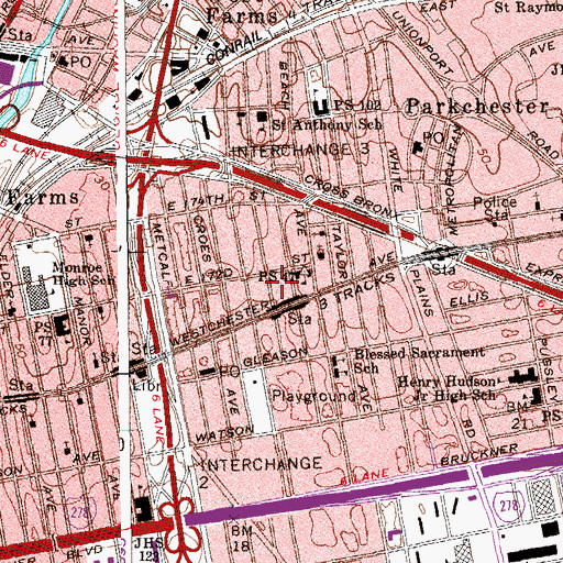 Topographic Map of Hebrew Center of the East Bronx, NY