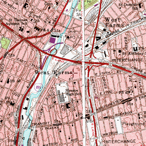 Topographic Map of Bronx River Houses, NY