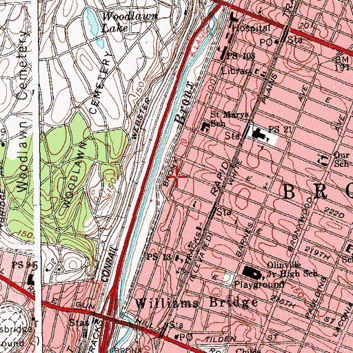 Topographic Map of White Plains Nursing Home, NY