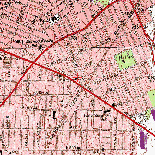Topographic Map of Eastchester Community Presbyterian Church, NY