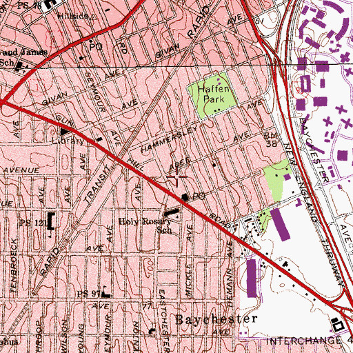 Topographic Map of Holy Rosary Roman Catholic Church, NY