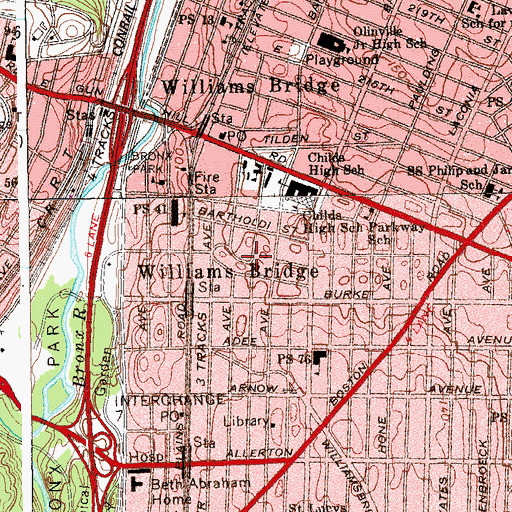 Topographic Map of Immaculate Conception Church, NY