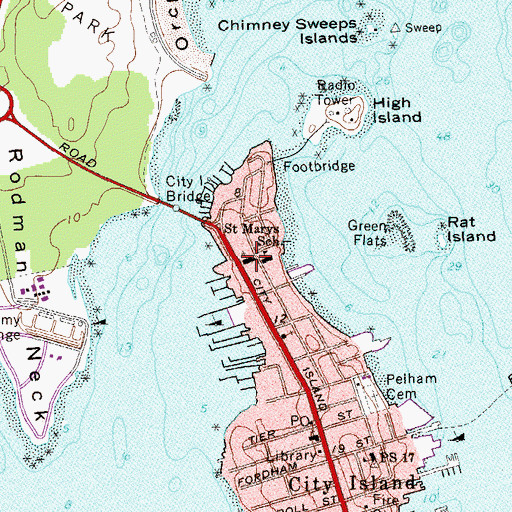 Topographic Map of Saint Marys Star of the Sea Roman Catholic Church, NY