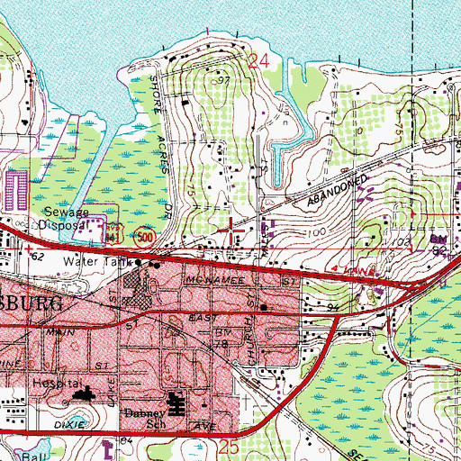 Topographic Map of Mount Calvary Baptist Church, FL