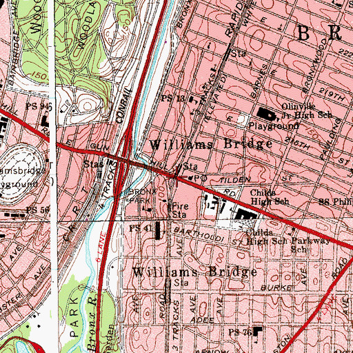 Topographic Map of Williamsbridge Square, NY