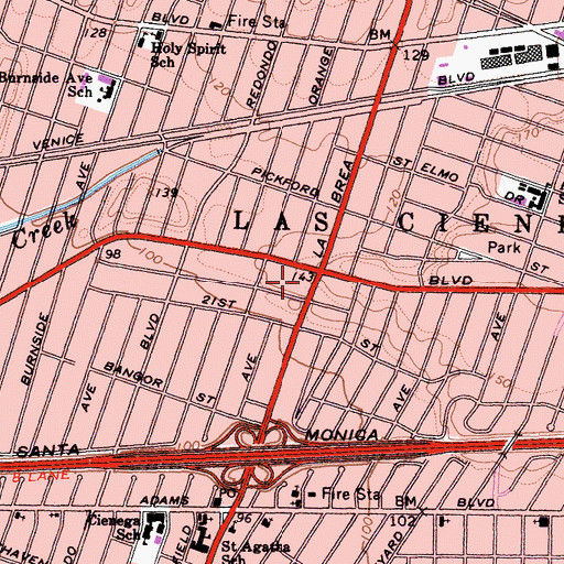Topographic Map of Ray Charles Post Office, CA