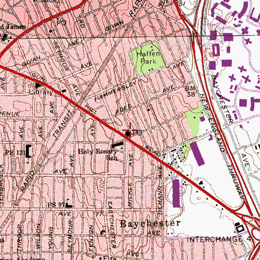 Topographic Map of Eastchester Station Bronx Post Office, NY