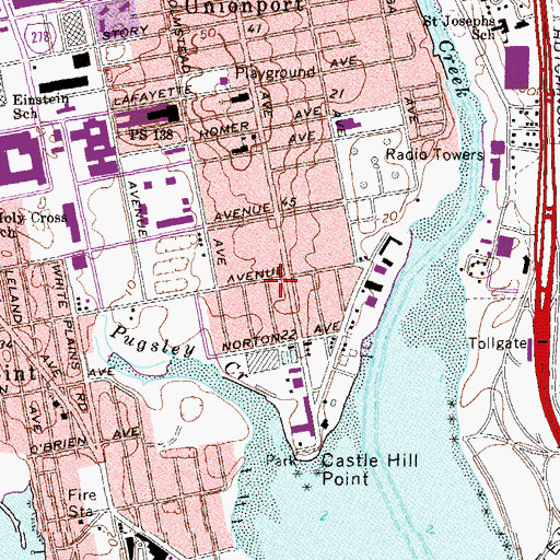 Topographic Map of Castle Hill Jewish Center, NY