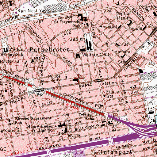 Topographic Map of Church of Saint Helena, NY