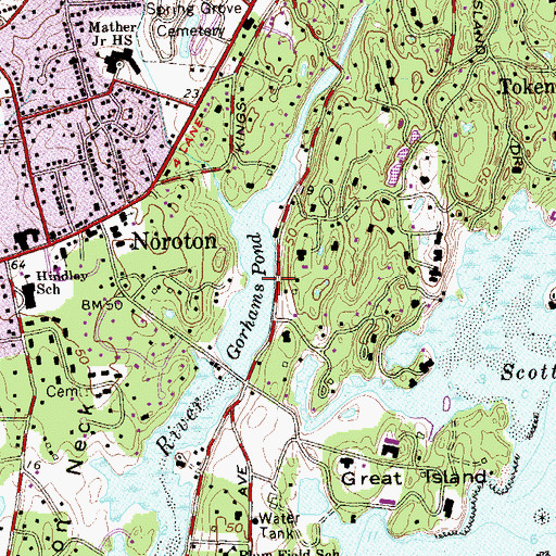 Topographic Map of Gorhams Pond, CT