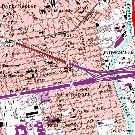 Topographic Map of Church of the Holy Family, NY