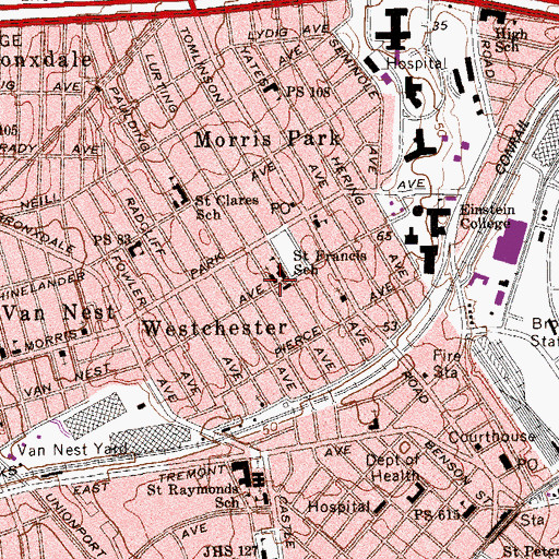 Topographic Map of Saint Francis Xavier Church, NY