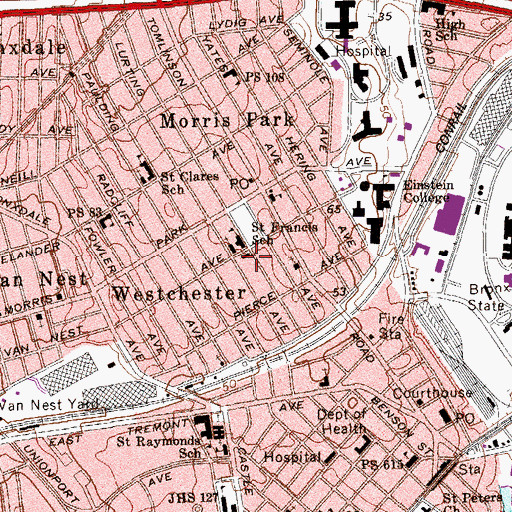 Topographic Map of Saint Francis Xavier Convent, NY
