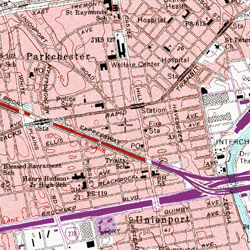 Topographic Map of Saint Paul's Evangelical Lutheran Church, NY