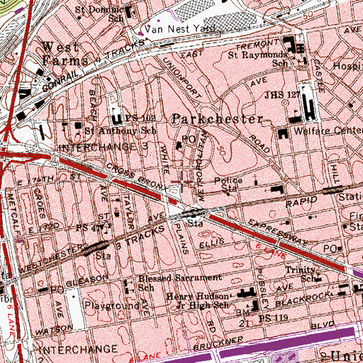 Topographic Map of Saint Paul's Lutheran Church, NY