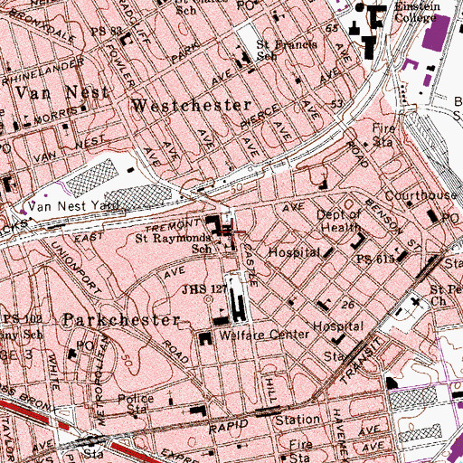 Topographic Map of Saint Raymond's Roman Catholic Church, NY