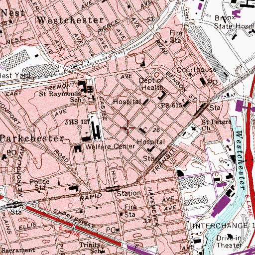 Topographic Map of Santa Maria Roman Catholic Church, NY