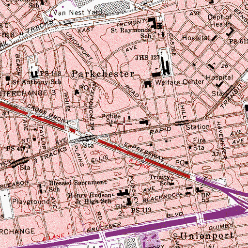 Topographic Map of Temple Emanuel, NY