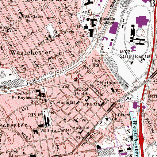 Topographic Map of Westchester Methodist Church, NY