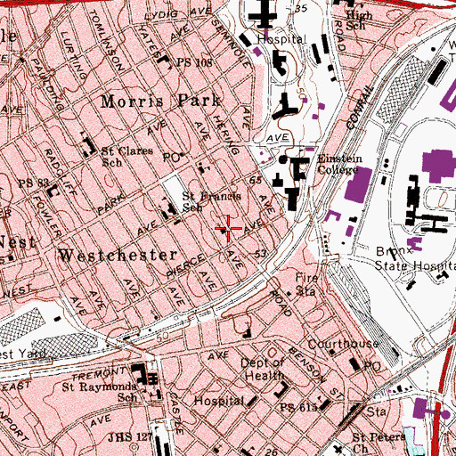 Topographic Map of Williamsbridge Reformed Church, NY