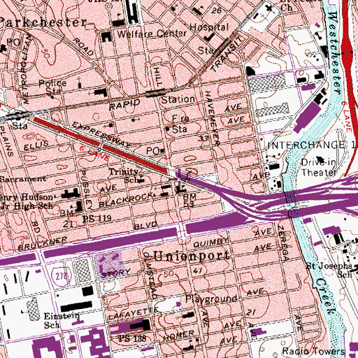 Topographic Map of Church Triangle, NY