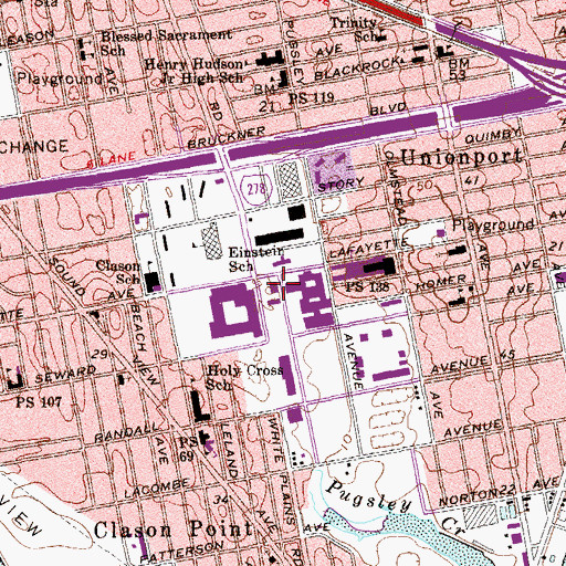 Topographic Map of Cornell Station Bronx Post Office, NY