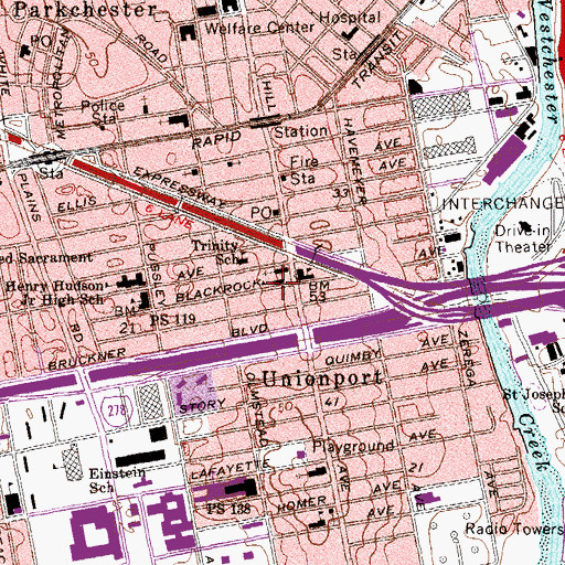 Topographic Map of Cardinal Hayes Memorial High School, NY