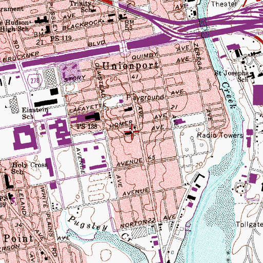 Topographic Map of Saint John Vianney Roman Catholic School (historical), NY