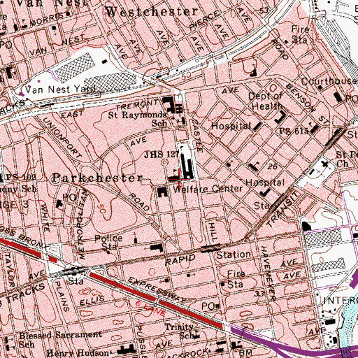 Topographic Map of Saint Raymonds Boys High School, NY