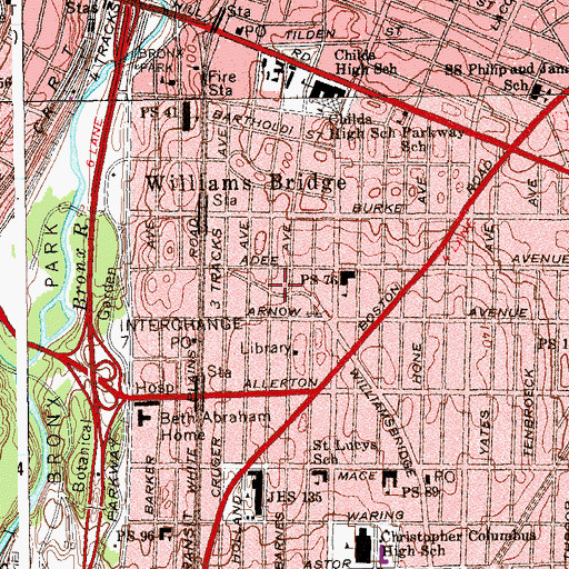 Topographic Map of Olinville Nursing Home, NY