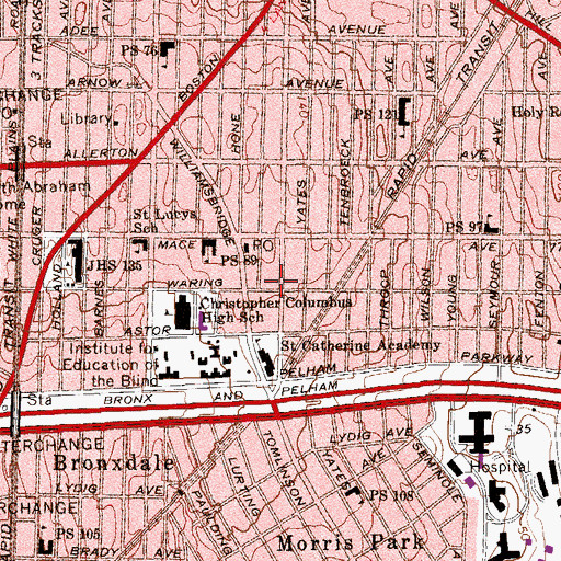 Topographic Map of Pelham Parkway Nursing Home, NY